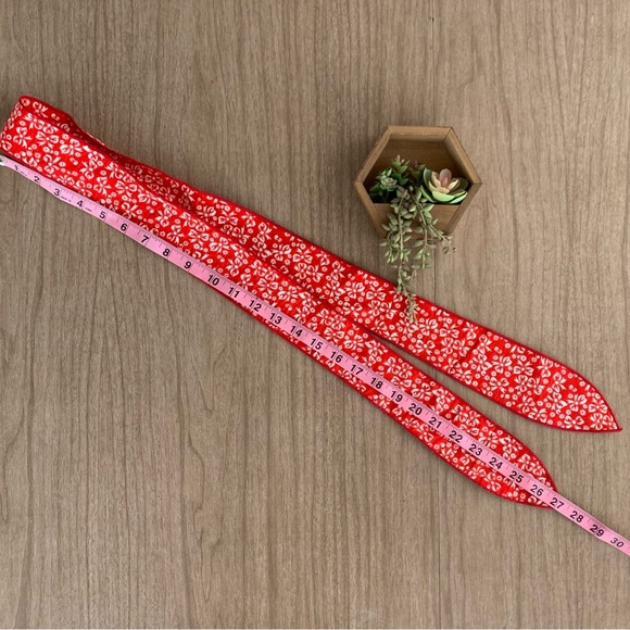 Vintage Dress 1970s striped With red and white Bow patterned sash Linen Feel - Picture 6 of 16